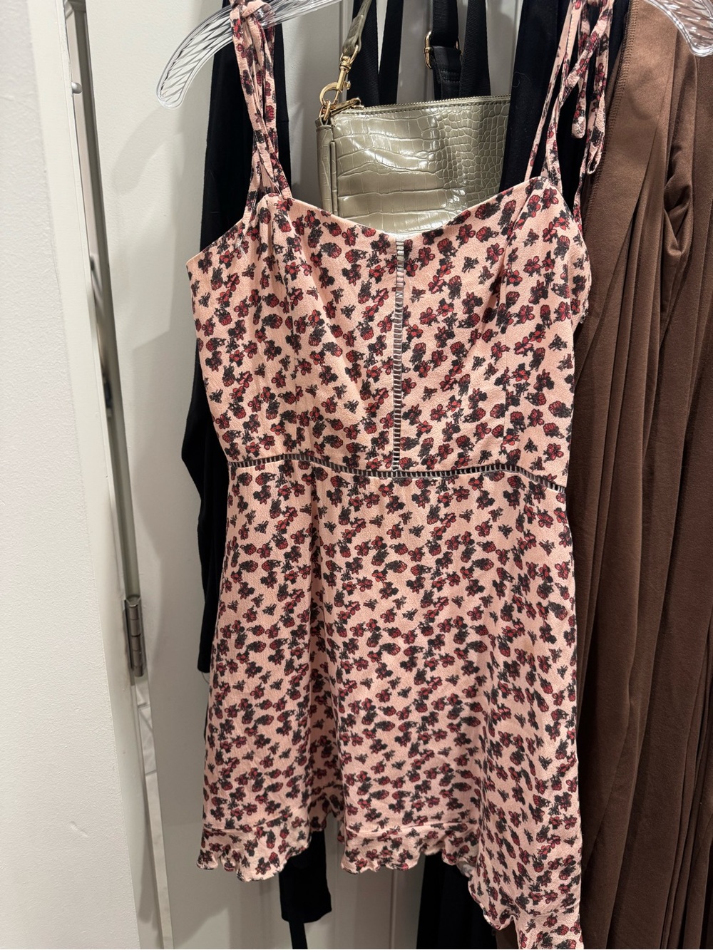 Floral Tie-Strap Mini Dress in Pink